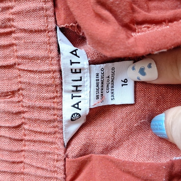 Athleta 100% Linen Dusty Coral Pant Size 16 - Picture 5 of 6